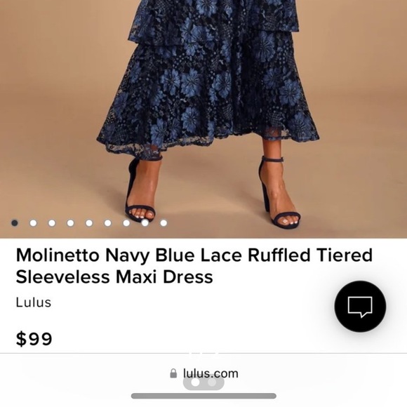 Lulus Molinetto Navy Blue Lace Ruffled Tiered Sleeveless Maxi Dress size small! - Picture 3 of 3